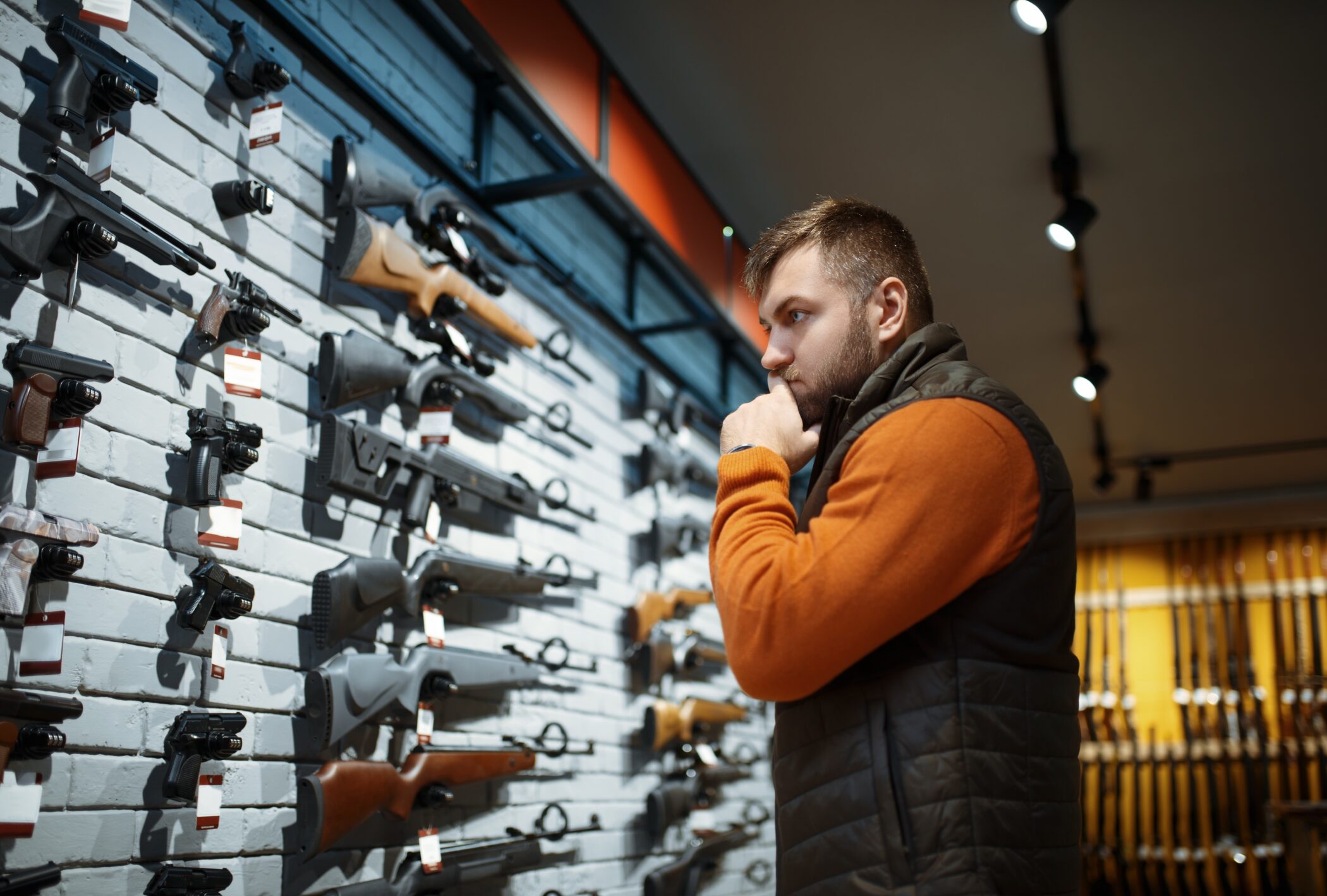Man shopping for guns