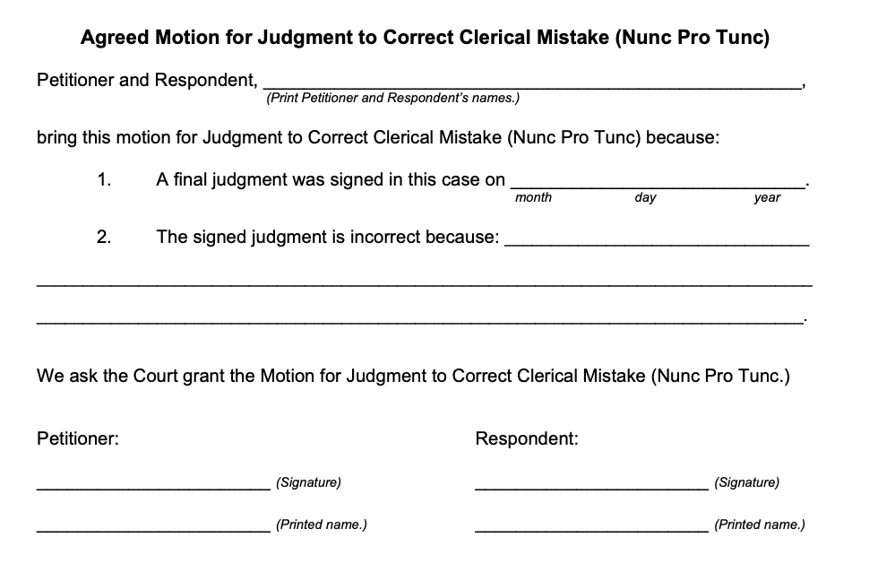 Nunc pro tunc petition